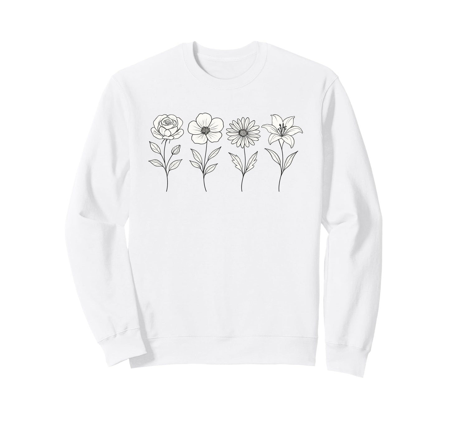 Floral Boho Flower Sweatshirt - Minimalist Print Men Women - T-Shirt, Sweatshirt, Hoodie