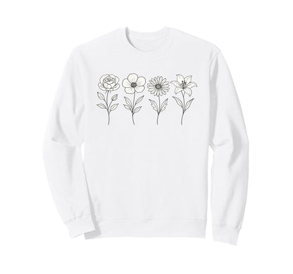 Floral Boho Flower Sweatshirt - Minimalist Print Men Women - T-Shirt, Sweatshirt, Hoodie