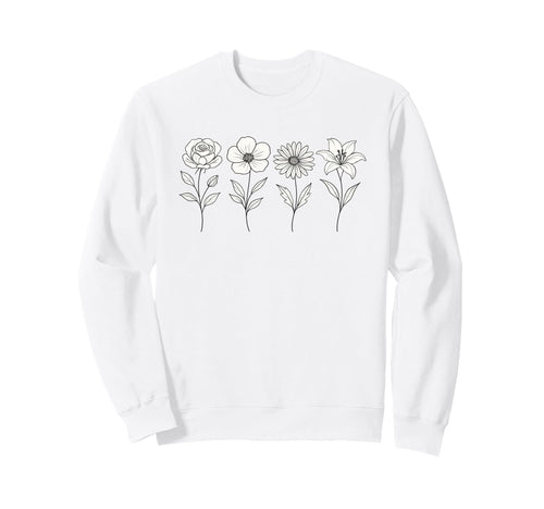 Floral Boho Flower Sweatshirt - Minimalist Print Men Women - T-Shirt, Sweatshirt, Hoodie