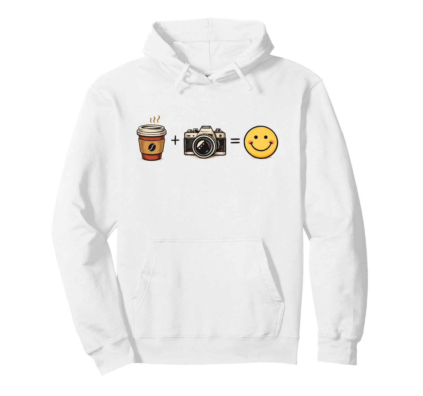 Funny Coffee Camera Happy Photographer Hoodie - Novelty Apparel for Adults - T-Shirt, Sweatshirt, Hoodie