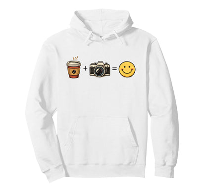 Funny Coffee Camera Happy Photographer Hoodie - Novelty Apparel for Adults - T-Shirt, Sweatshirt, Hoodie