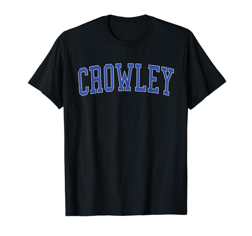 Crowley La Distressed Blue Varsity T-Shirt - Minimalist Print for Adults - T-Shirt, Sweatshirt, Hoodie