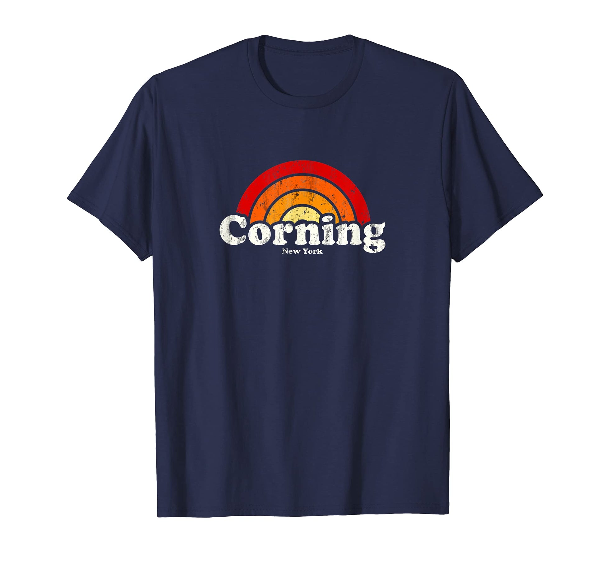 Corning New York Ny 70S Rainbow T-Shirt - Fun Novelty Design Unisex - T-Shirt, Sweatshirt, Hoodie