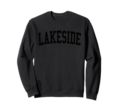 Lakeside Fl Distressed Black Varsity Sweatshirt - Graphic Print Men Women - T-Shirt, Sweatshirt, Hoodie