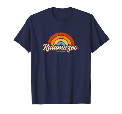 Kalamazoo Michigan Mi Rainbow 70S T-Shirt - Casual Everyday Wear Men Women - T-Shirt, Sweatshirt, Hoodie