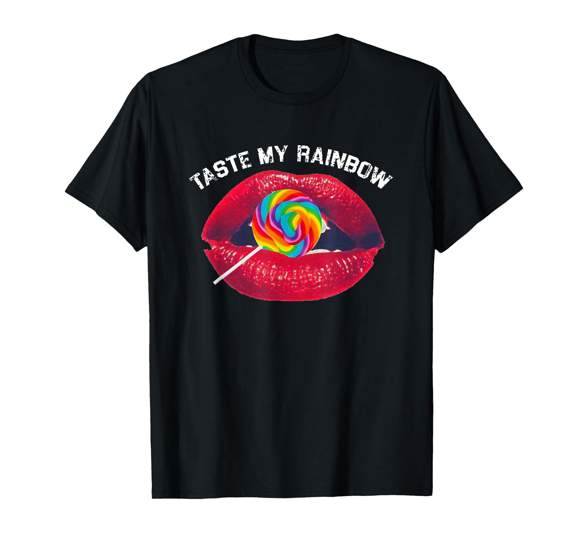 Taste My Rainbow Red Lips Colorful T-Shirt - Trendy Graphic for Adults - T-Shirt, Sweatshirt, Hoodie