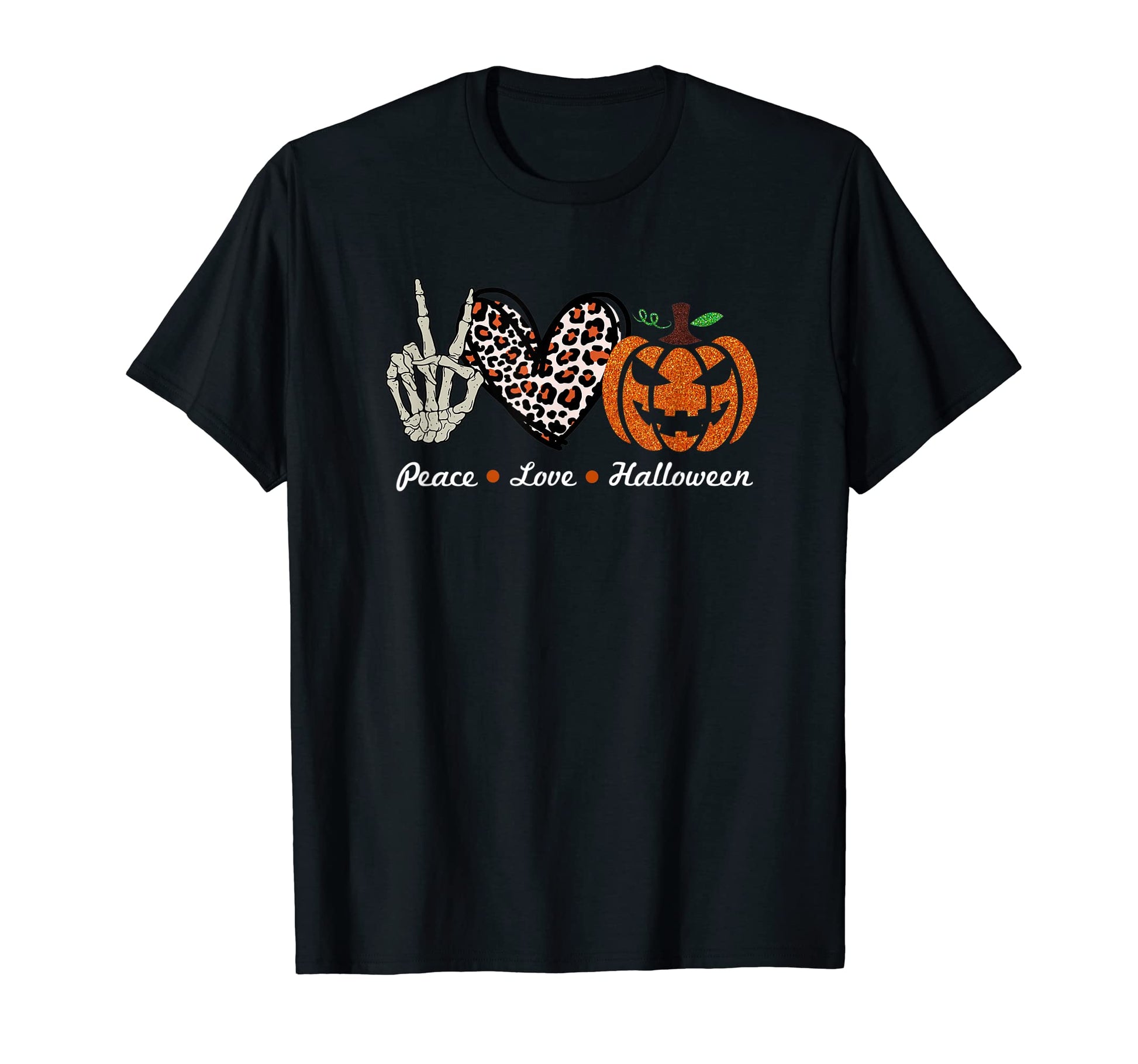 Skeleton Hand Pumpkin Leopard T-Shirt - Casual Everyday Wear for Adults - T-Shirt, Sweatshirt, Hoodie