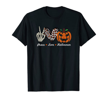 Skeleton Hand Pumpkin Leopard T-Shirt - Casual Everyday Wear for Adults - T-Shirt, Sweatshirt, Hoodie