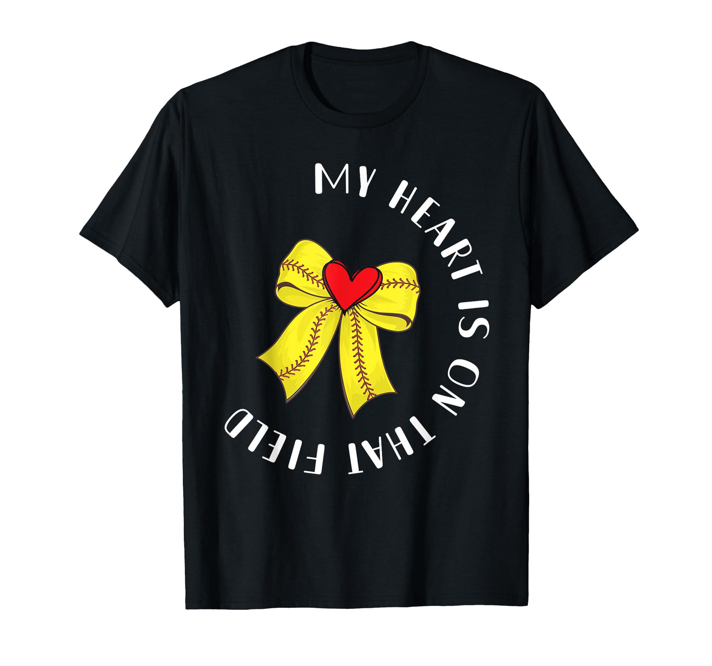 Softball Mom Coquette Bow My Heart Is T-Shirt - Trendy Graphic Men Women - T-Shirt, Sweatshirt, Hoodie