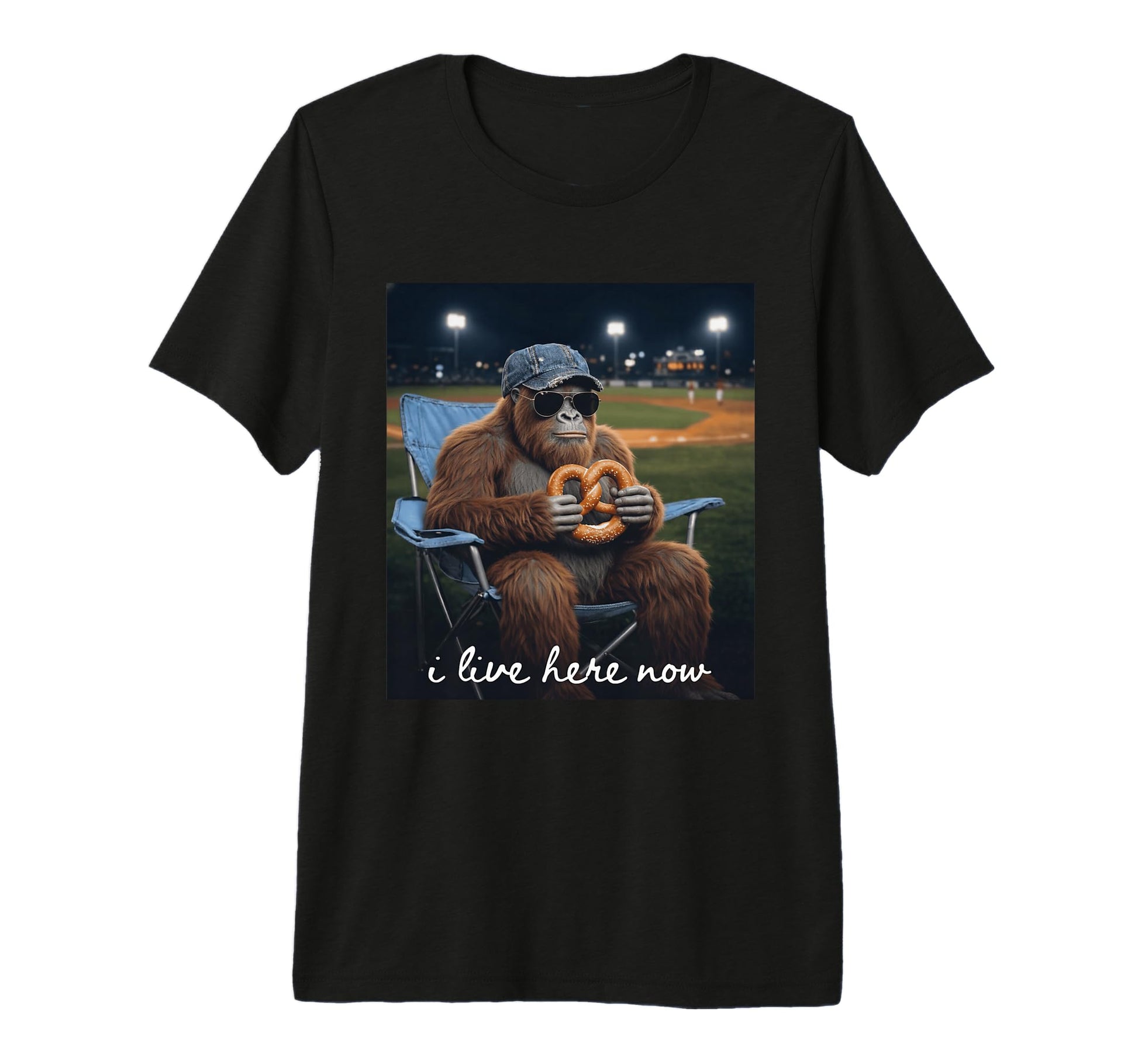 Funny Bigfoot Baseball Mom I Live Here T-Shirt - Novelty Apparel Men Women - T-Shirt, Sweatshirt, Hoodie
