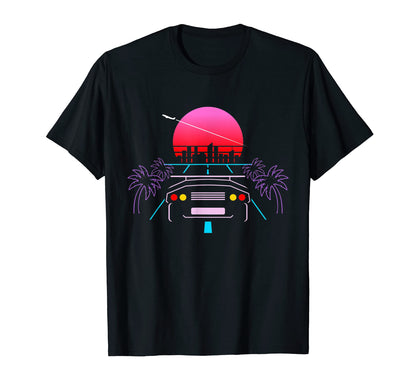 Car Sunset Vaporwave Japanese T-Shirt - Casual Everyday Wear Men Women - T-Shirt, Sweatshirt, Hoodie