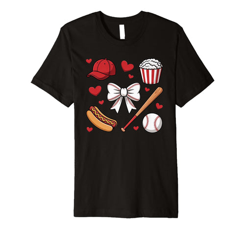 Coquette Bow Baseball Game Day Cheer T-Shirt - Novelty Apparel Men Women - T-Shirt, Sweatshirt, Hoodie
