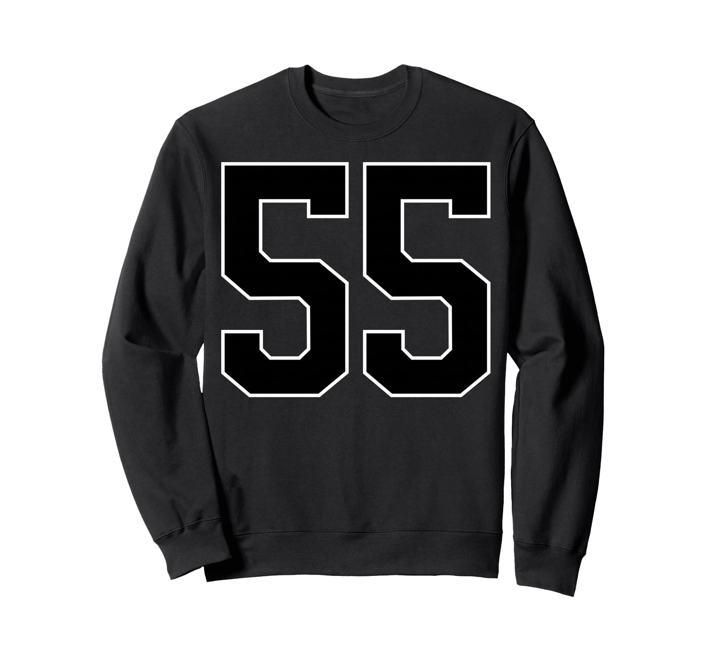 Black Sports Team Number 55 Fan Sweatshirt - Custom Art Print for Adults - T-Shirt, Sweatshirt, Hoodie