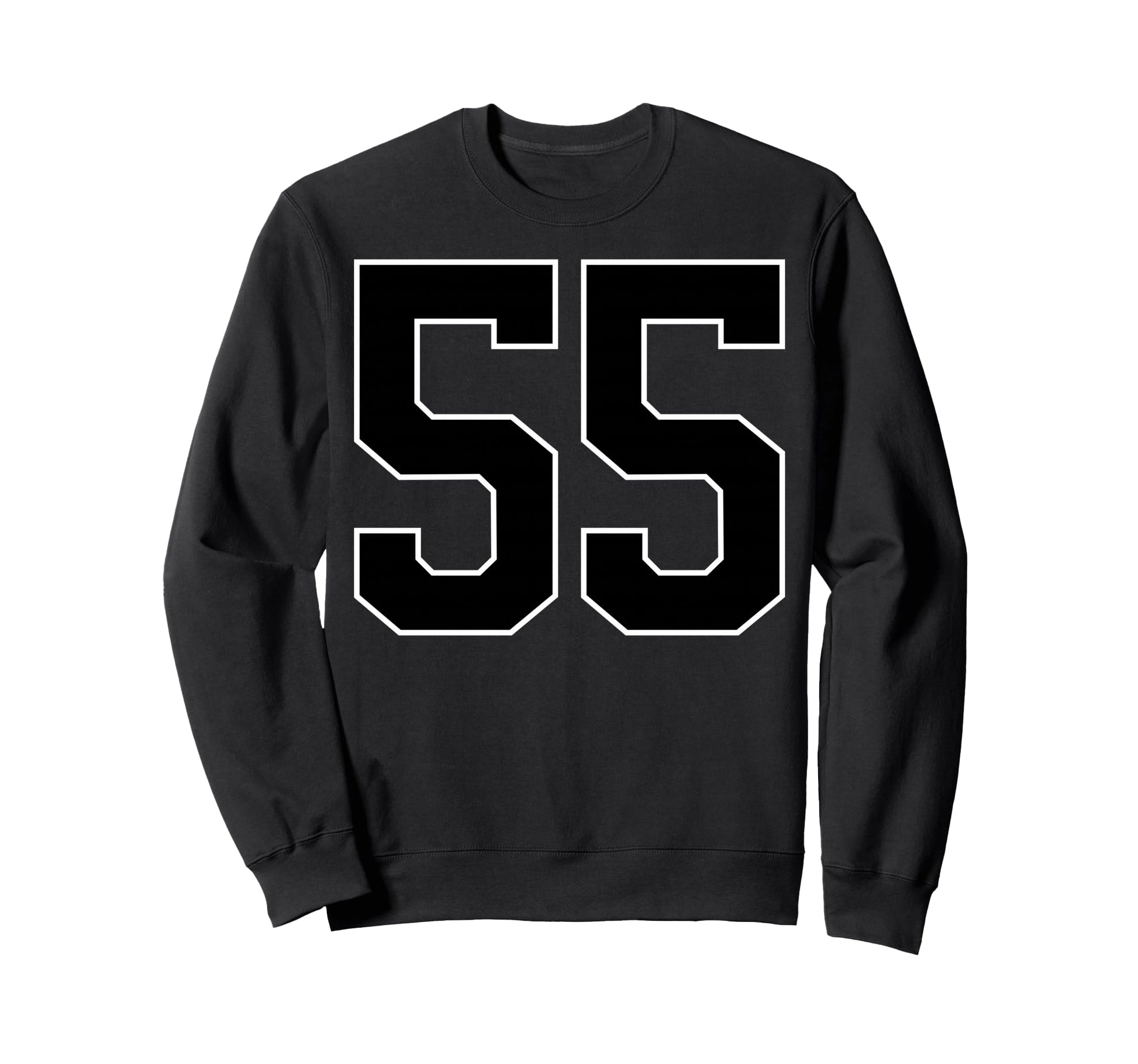 Black Sports Team Number 55 Fan Sweatshirt - Custom Art Print for Adults - T-Shirt, Sweatshirt, Hoodie