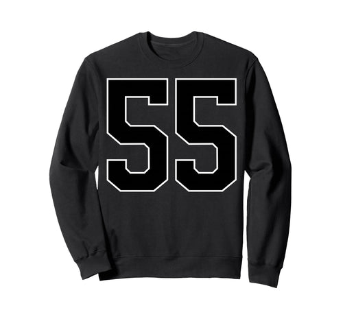 Black Sports Team Number 55 Fan Sweatshirt - Custom Art Print for Adults - T-Shirt, Sweatshirt, Hoodie