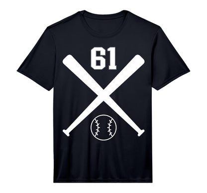 Baseball Softball Number 61 Performance T-Shirt - Graphic Print for Adults - T-Shirt, Sweatshirt, Hoodie