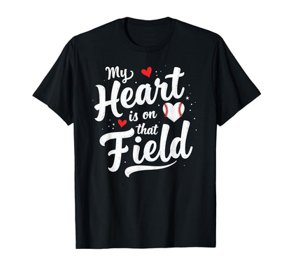 My Heart Is That Field Softball Dad Mom T-Shirt - Minimalist Print Unisex - T-Shirt, Sweatshirt, Hoodie