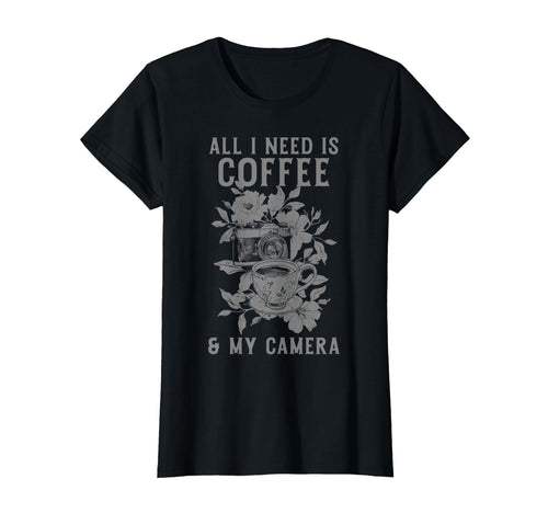 Coffee Camera Photographer Flowers T-Shirt - Novelty Apparel Men Women - T-Shirt, Sweatshirt, Hoodie