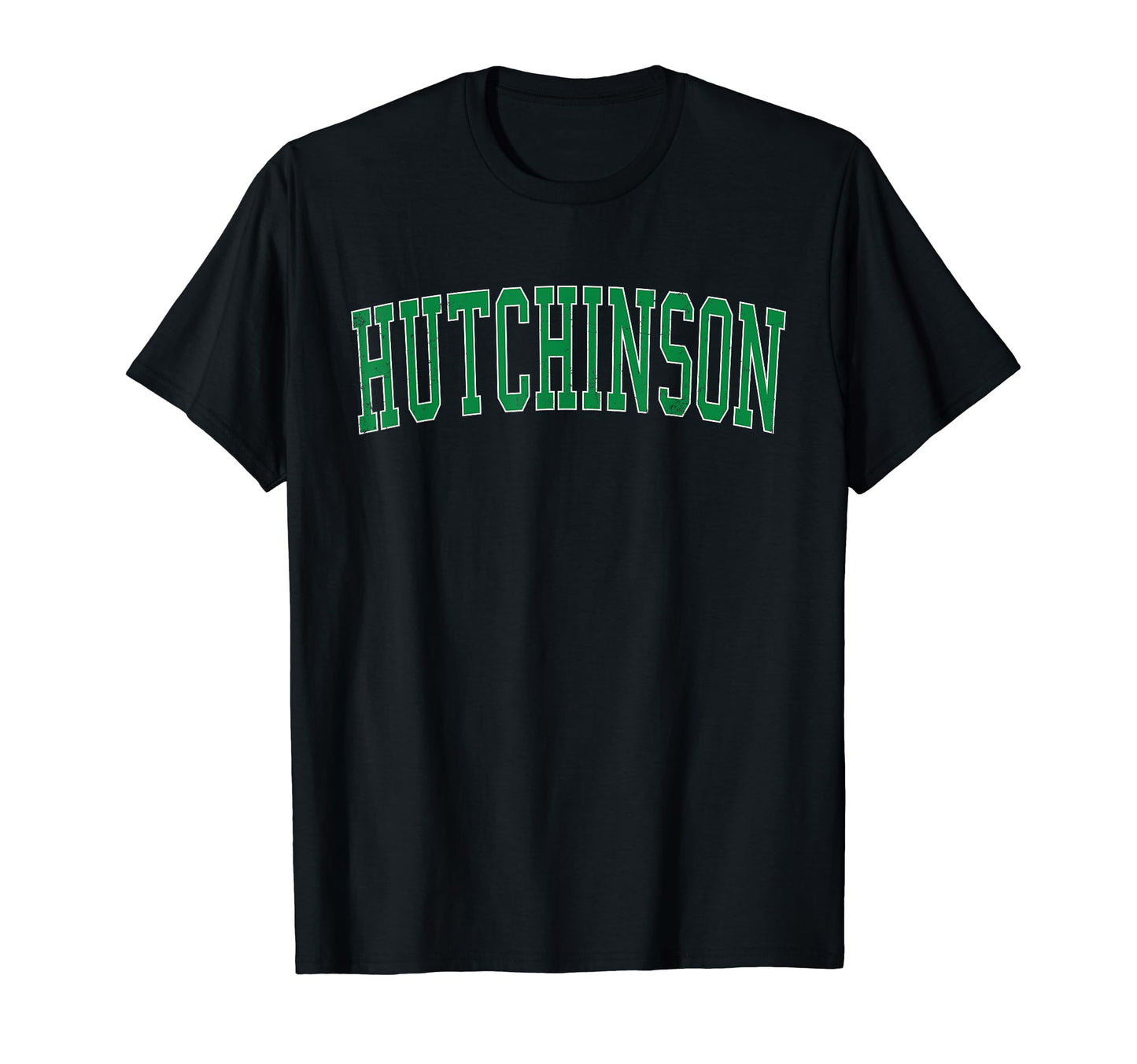 Hutchinson Ks Distressed Green Varsity T-Shirt - Trendy Graphic Unisex - T-Shirt, Sweatshirt, Hoodie