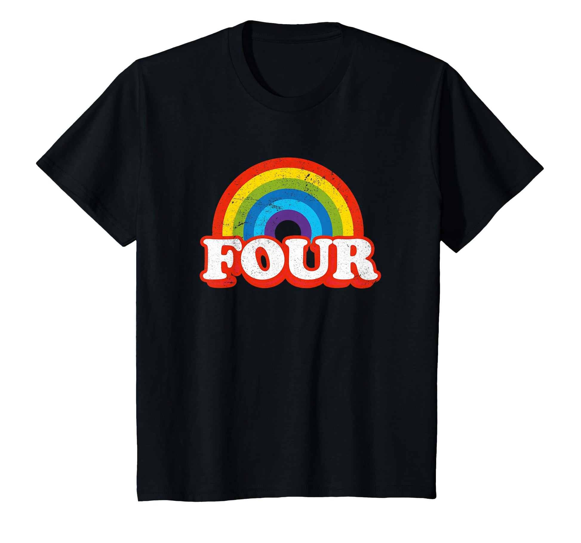 Four Rainbow 4 Years Old 4Th Birthday T-Shirt - Streetwear Style Men Women - T-Shirt, Sweatshirt, Hoodie