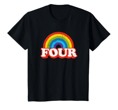 Four Rainbow 4 Years Old 4Th Birthday T-Shirt - Streetwear Style Men Women - T-Shirt, Sweatshirt, Hoodie