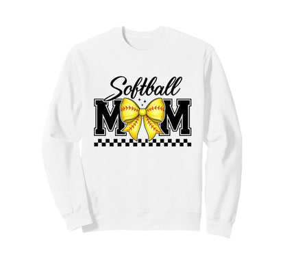 Softball Mom Bow Game Day Sweatshirt - Aesthetic Graphic for Adults - T-Shirt, Sweatshirt, Hoodie