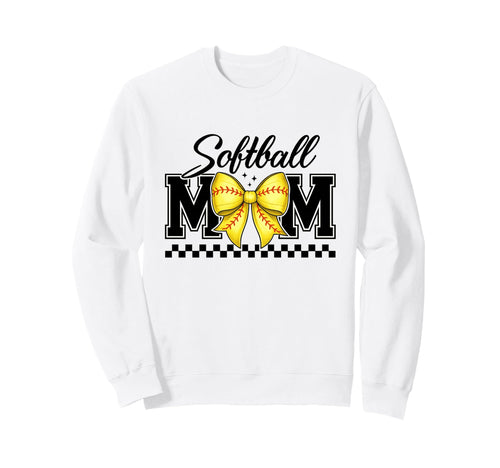 Softball Mom Bow Game Day Sweatshirt - Aesthetic Graphic for Adults - T-Shirt, Sweatshirt, Hoodie