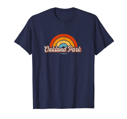 Oakland Park Florida Fl Rainbow 70S T-Shirt - Unique Graphic for Adults - T-Shirt, Sweatshirt, Hoodie