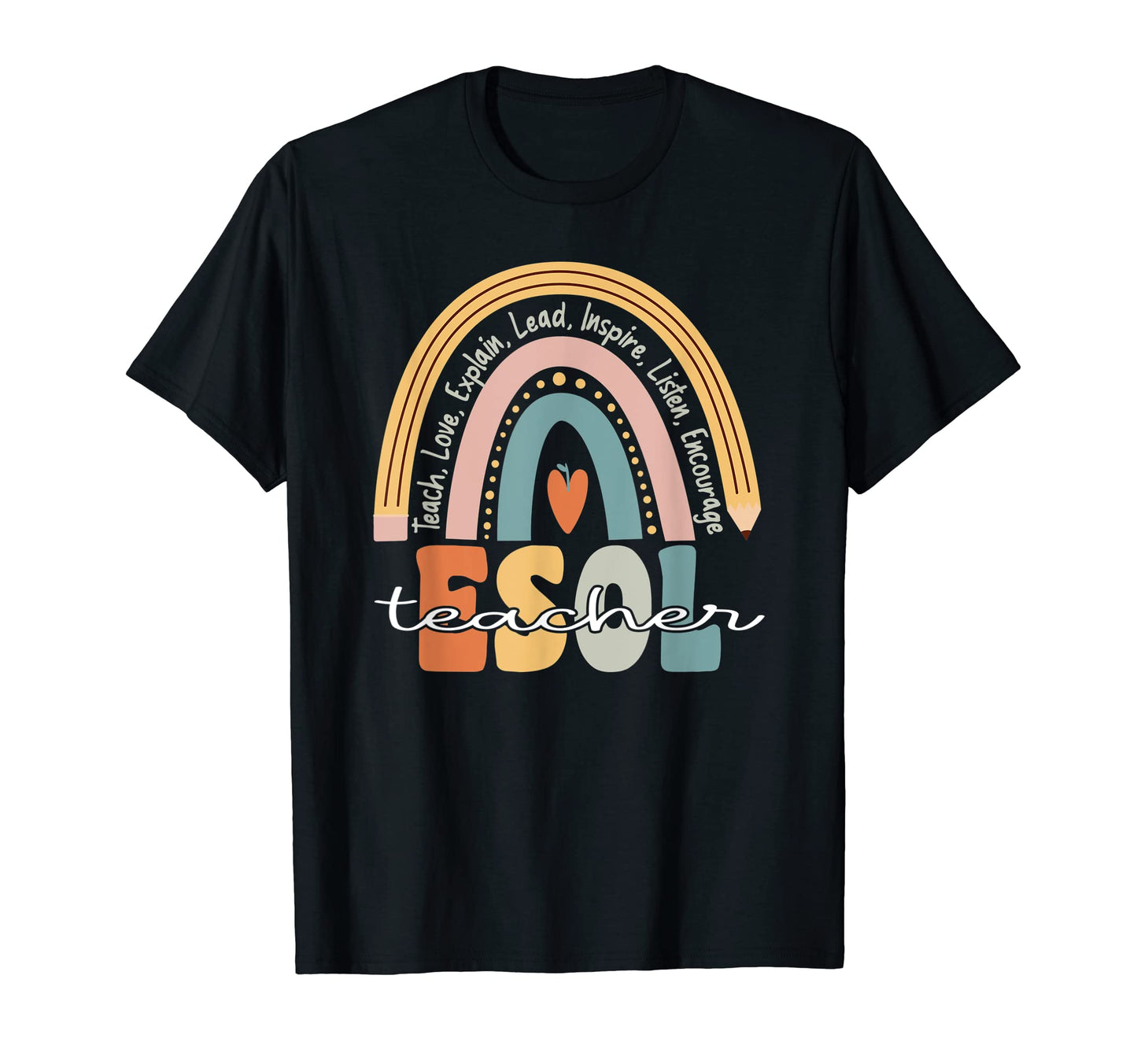 Esol Teacher Groovy Teacher Rainbow T-Shirt - Trendy Graphic for Adults - T-Shirt, Sweatshirt, Hoodie