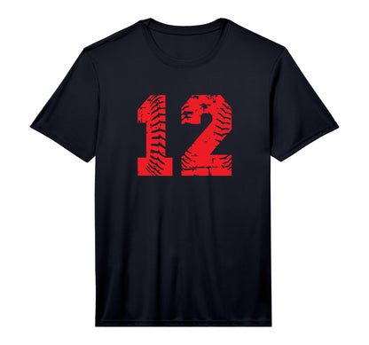 Red Baseball Softball Number 12 T-Shirt - Custom Art Print Men Women - T-Shirt, Sweatshirt, Hoodie