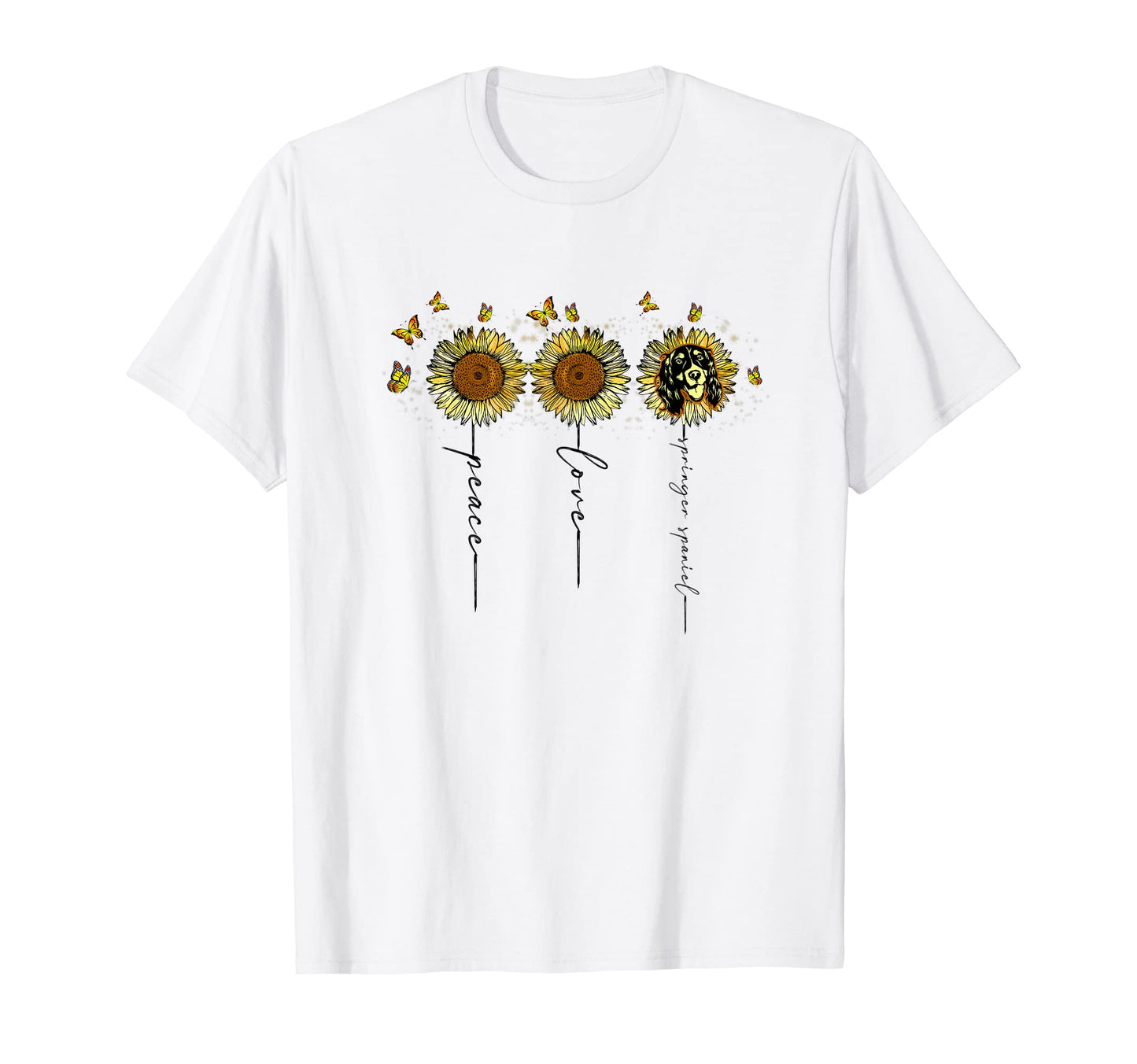 Peace Love Springer Spaniel T-Shirt - Custom Art Print Unisex - T-Shirt, Sweatshirt, Hoodie