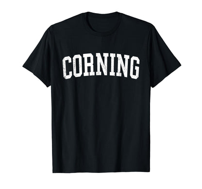 Corning Ny Distressed White Varsity T-Shirt - Fun Novelty Design for Adults - T-Shirt, Sweatshirt, Hoodie