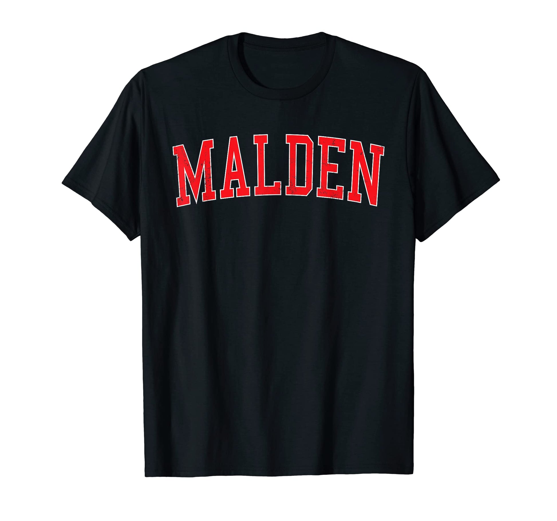 Malden Ma Varsity Red Text T-Shirt - Novelty Apparel Men Women - T-Shirt, Sweatshirt, Hoodie