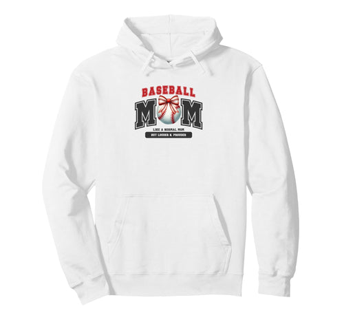 Baseball Mom Bow Ball Red Black Hoodie - Trendy Graphic Unisex - T-Shirt, Sweatshirt, Hoodie