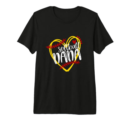 Softball Nana Grandma Heart Womens Tri T-Shirt - Custom Art Print Unisex - T-Shirt, Sweatshirt, Hoodie