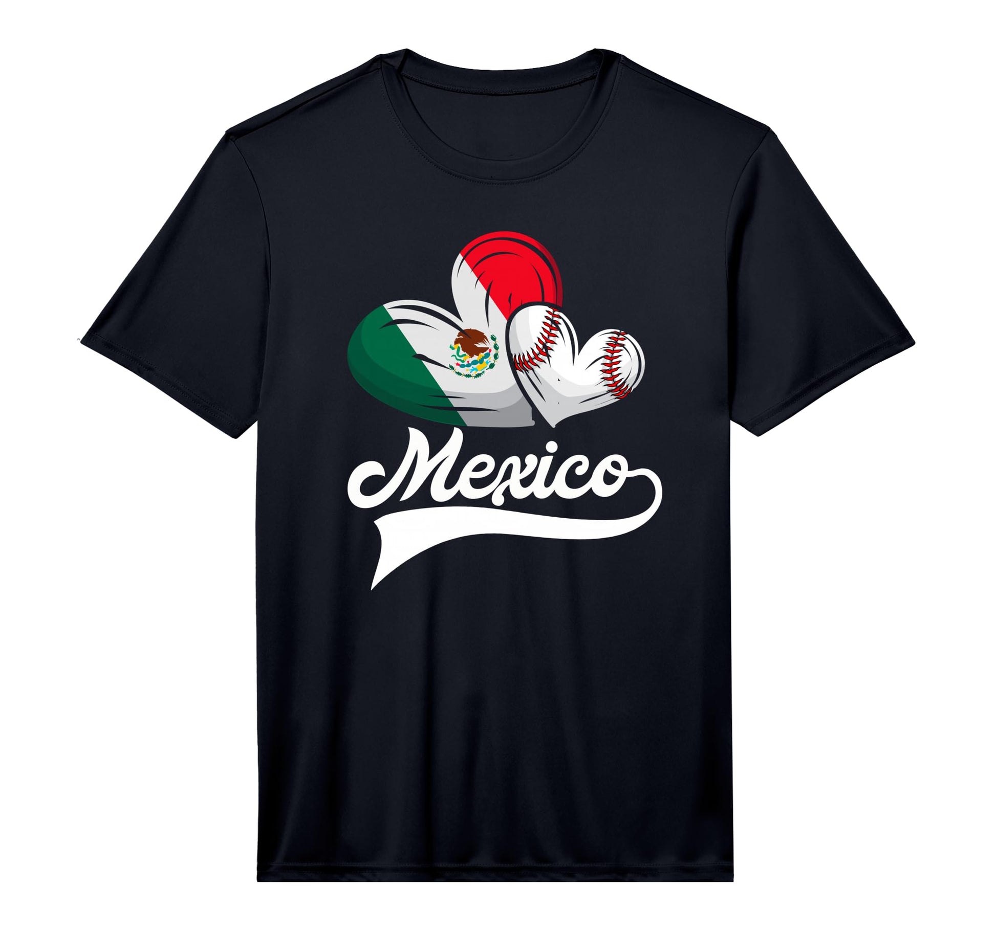 Mexican Baseball Player Mexico Flag Heart T-Shirt - Novelty Apparel Unisex - T-Shirt, Sweatshirt, Hoodie