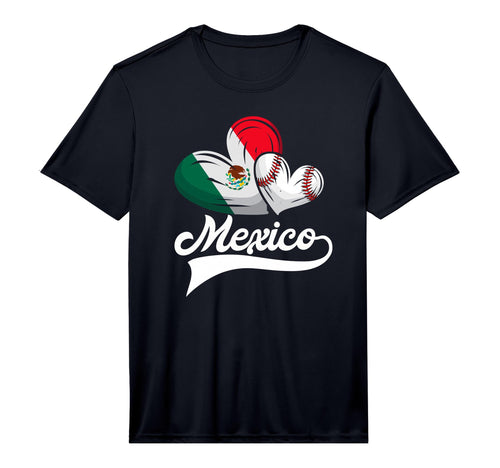 Mexican Baseball Player Mexico Flag Heart T-Shirt - Novelty Apparel Unisex - T-Shirt, Sweatshirt, Hoodie