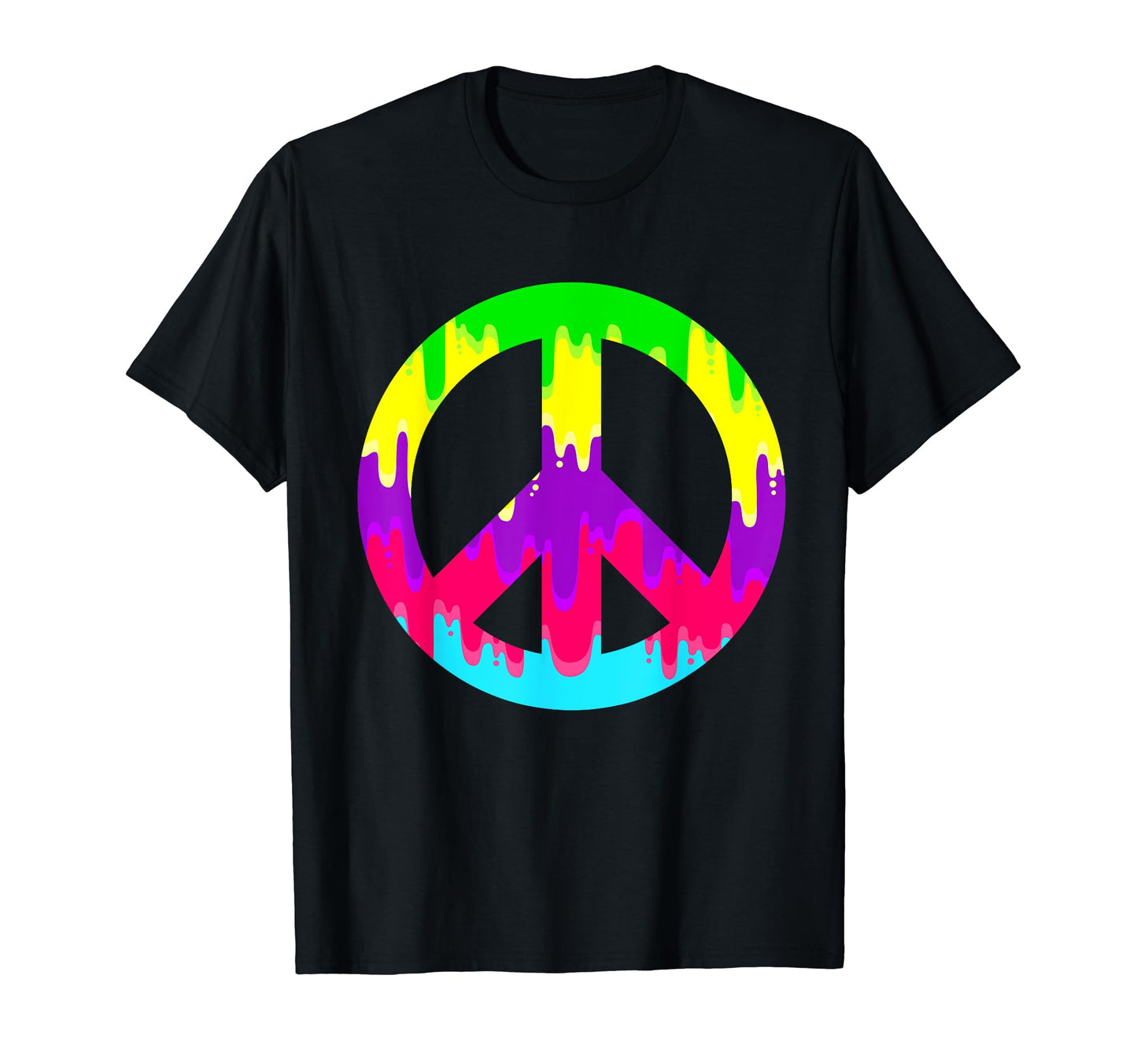 Dripping Paint Peace Sign 60S 70S Hippie T-Shirt - Unique Graphic Unisex - T-Shirt, Sweatshirt, Hoodie