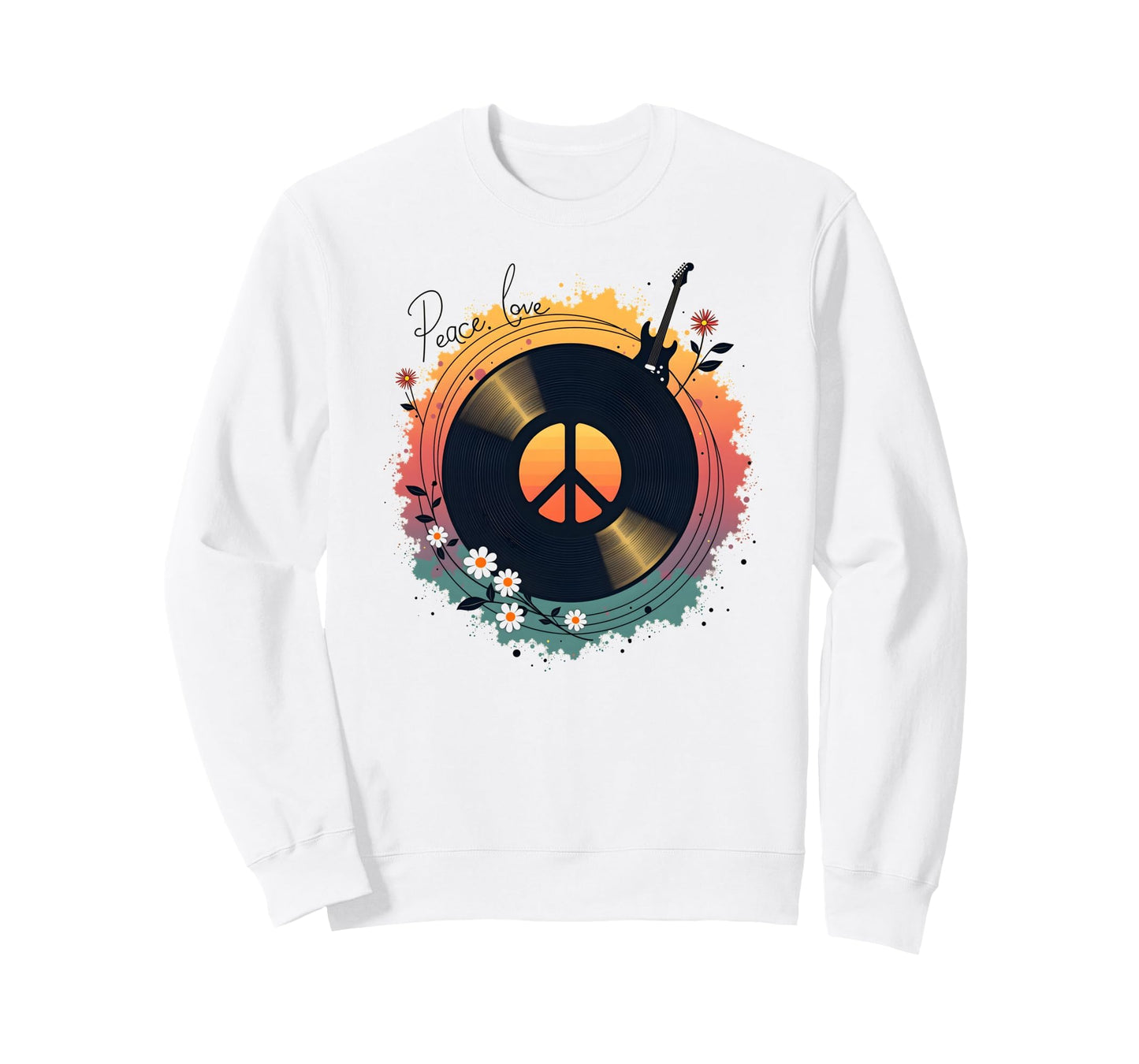Peace Love Rock N Roll Boho Hippie Sweatshirt - Unique Graphic Men Women - T-Shirt, Sweatshirt, Hoodie