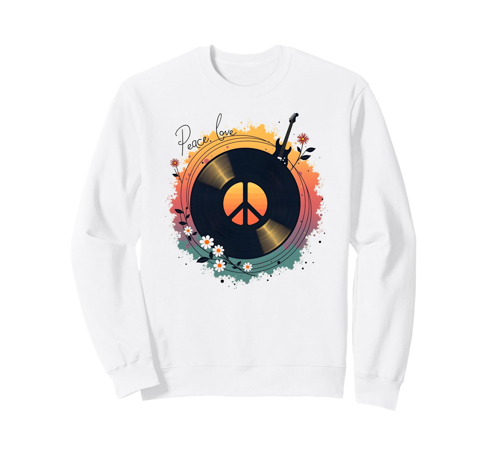 Peace Love Rock N Roll Boho Hippie Sweatshirt - Unique Graphic Men Women - T-Shirt, Sweatshirt, Hoodie