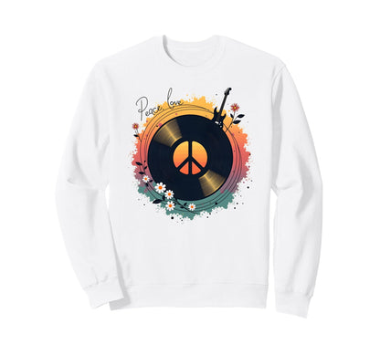 Peace Love Rock N Roll Boho Hippie Sweatshirt - Unique Graphic Men Women - T-Shirt, Sweatshirt, Hoodie