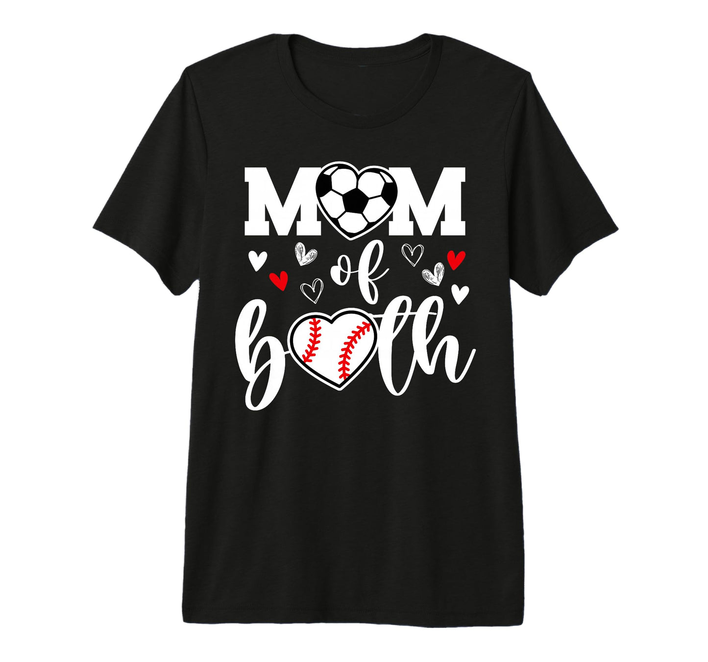 Mom Both Heart Soccer Baseball Sports T-Shirt - Minimalist Print Unisex - T-Shirt, Sweatshirt, Hoodie