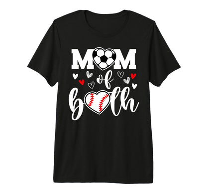 Mom Both Heart Soccer Baseball Sports T-Shirt - Minimalist Print Unisex - T-Shirt, Sweatshirt, Hoodie