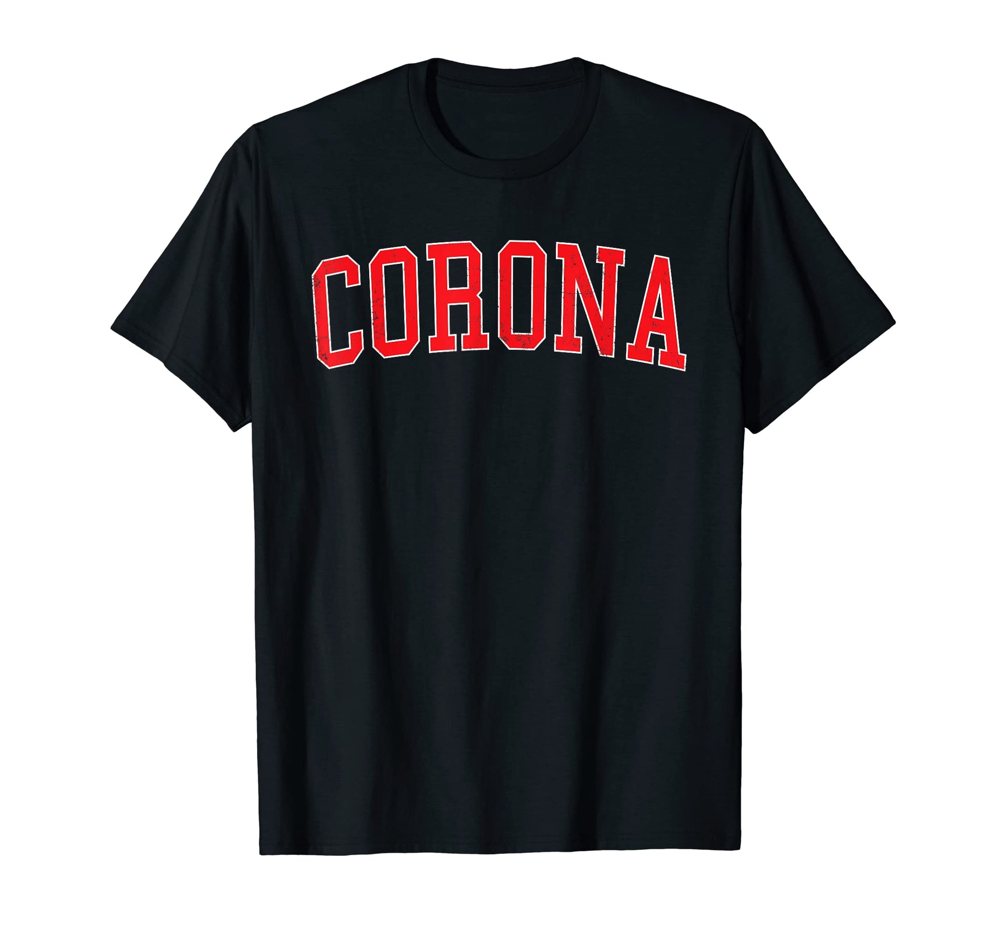 Corona Ca Varsity Red Text T-Shirt - Novelty Apparel for Adults - T-Shirt, Sweatshirt, Hoodie