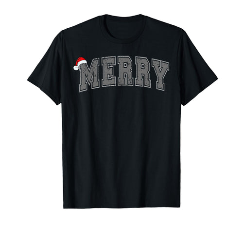 Merry Varsity Santa Hat T-Shirt - Trendy Graphic Men Women - T-Shirt, Sweatshirt, Hoodie