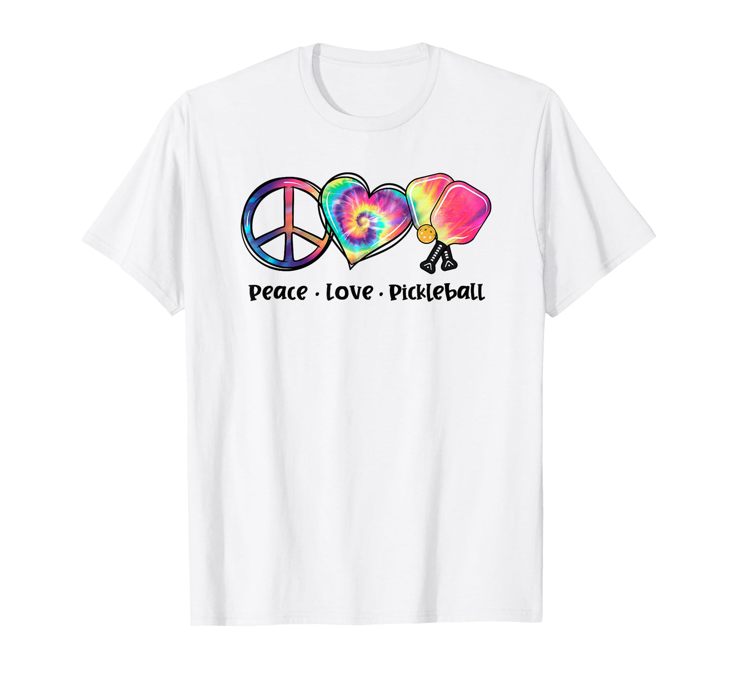 Tie Dye Peace Love Pickleball Lovers T-Shirt - Custom Art Print Men Women - T-Shirt, Sweatshirt, Hoodie