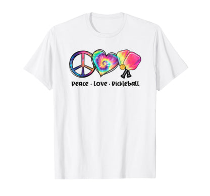 Tie Dye Peace Love Pickleball Lovers T-Shirt - Custom Art Print Men Women - T-Shirt, Sweatshirt, Hoodie