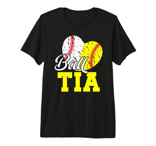 Ball Tia Heart Softball Baseball Tia Aunt T-Shirt - Trendy Graphic Unisex - T-Shirt, Sweatshirt, Hoodie