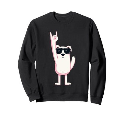 Polar Bear Rock Hand Sign Punk Mascot Sweatshirt - Streetwear Style Unisex - T-Shirt, Sweatshirt, Hoodie
