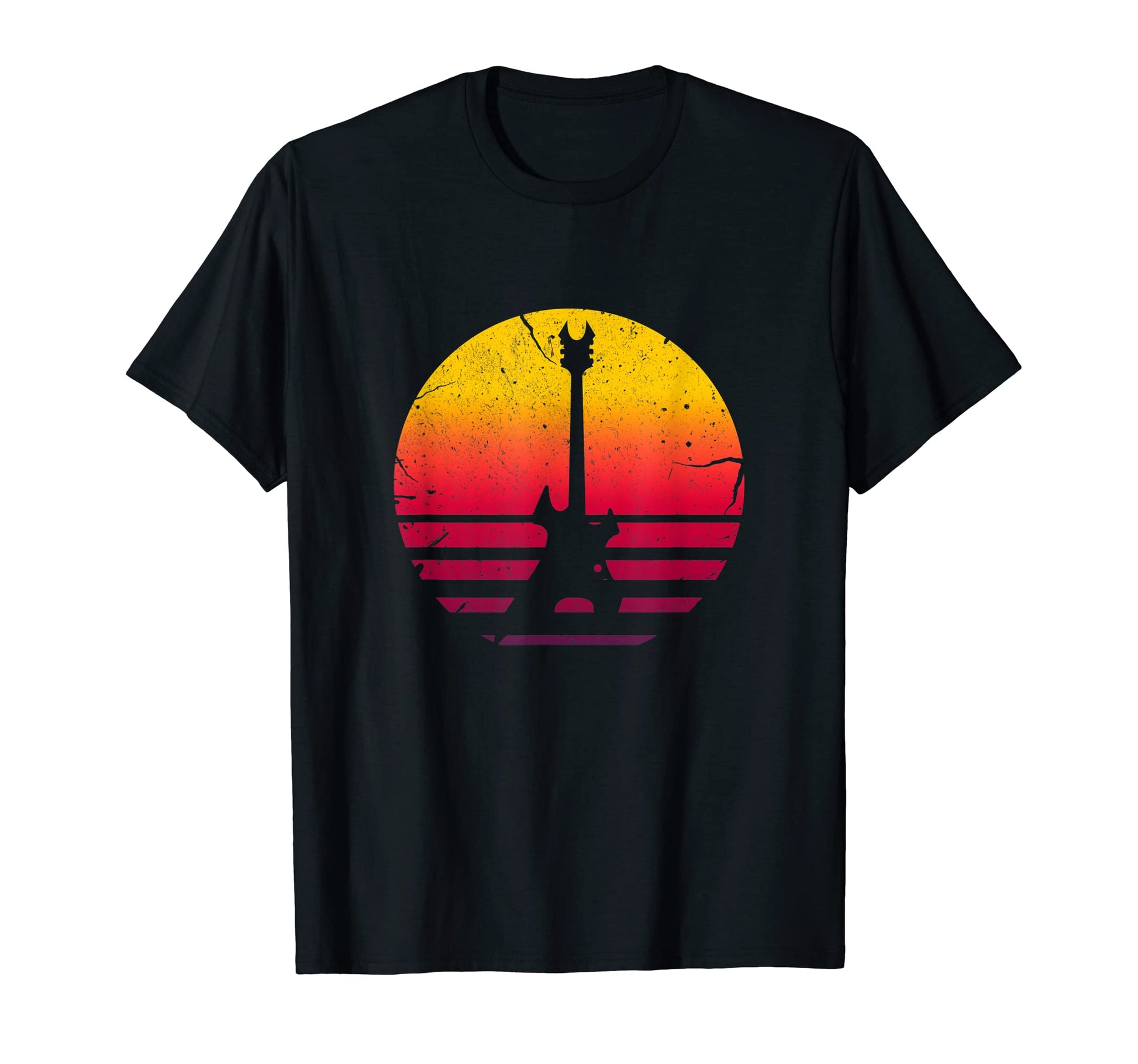 Guitar Sunset Electric Rock Music Lover T-Shirt - Minimalist Print Unisex - T-Shirt, Sweatshirt, Hoodie